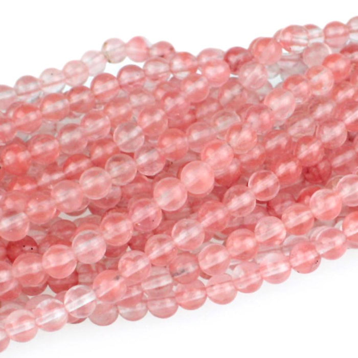 Cherry Quartz 4mm Round 8-Inch