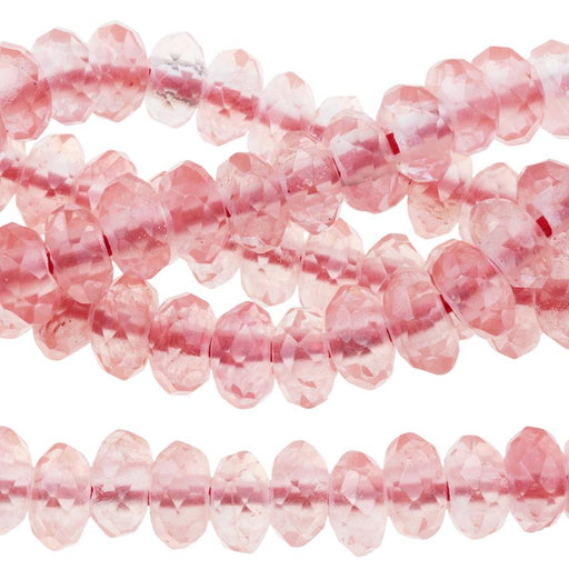 Cherry Quartz 8mm Faceted Rondelle Large Hole 8-Inch