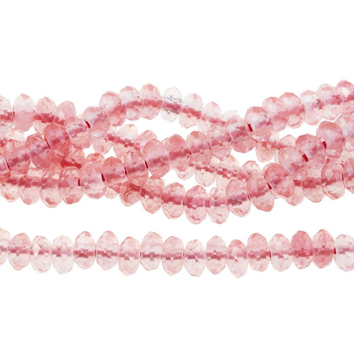 Cherry Quartz 8mm Faceted Rondelle Large Hole 8-Inch