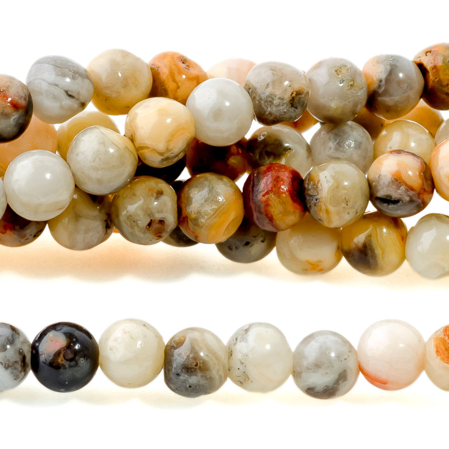 Crazy Lace Agate 4mm Round - 15-16 Inch