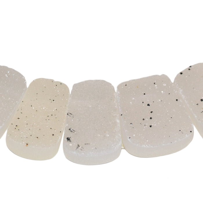 Grey Druzy Agate 15x20-20x30mm Spotted Irregular Oval Collar