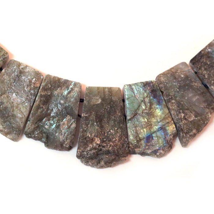 Labradorite 10x16-16x28mm Double Drill Jagged Rough Collar