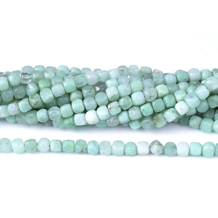 Chrysoprase Faceted 4mm Cube - 15-16 Inch