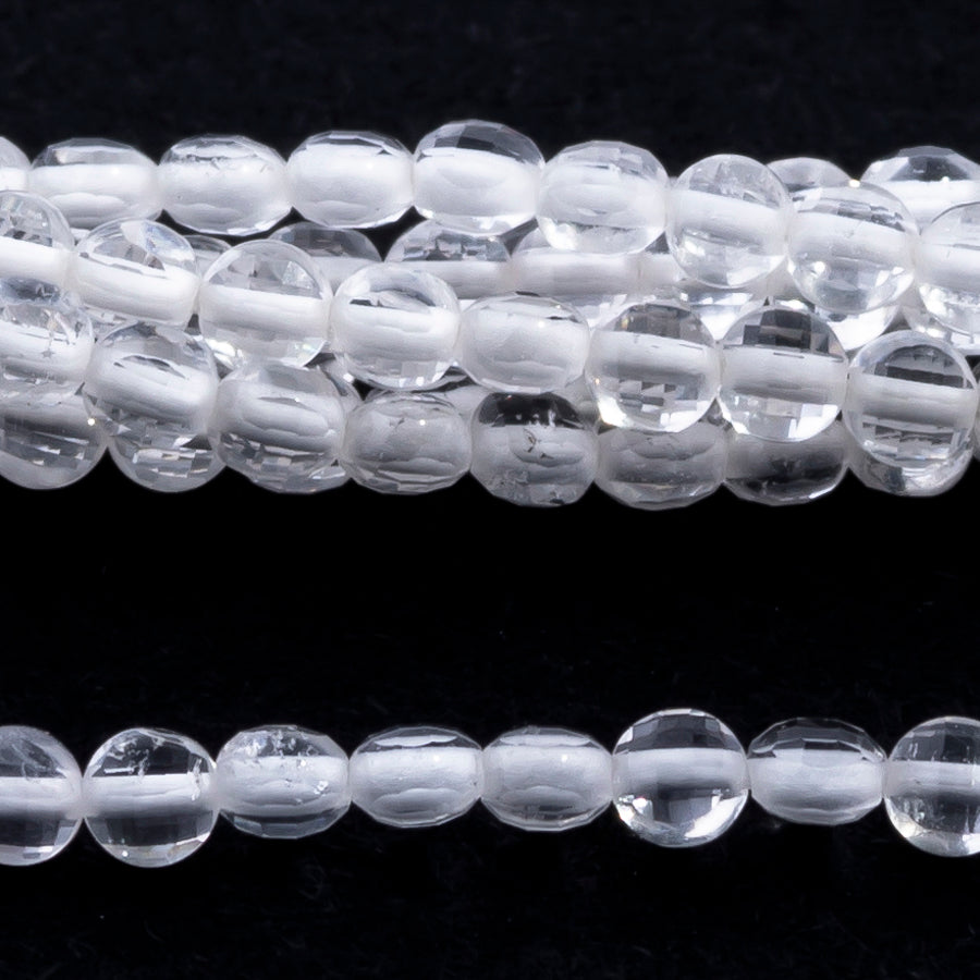 Crystal Quartz Natural 2mm Coin Microfaceted - 15-16 Inch