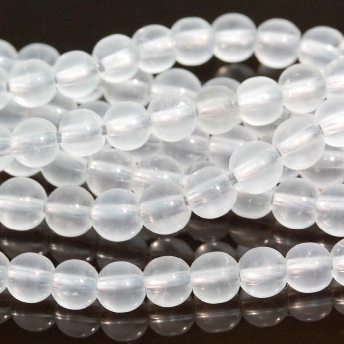 MATTE Crystal Quartz 4mm Round 15-16 Inch