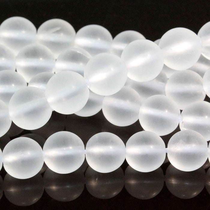 MATTE Crystal Quartz 6mm Round 15-16 Inch