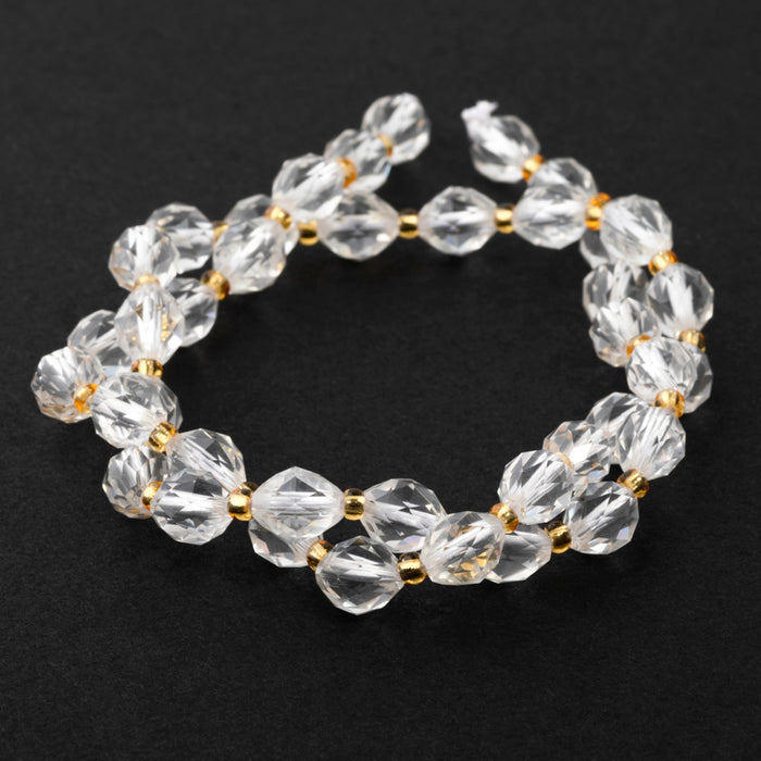 Crystal Quartz 6x8mm Triangle Cut Faceted Rice Bead - 15-16 Inch