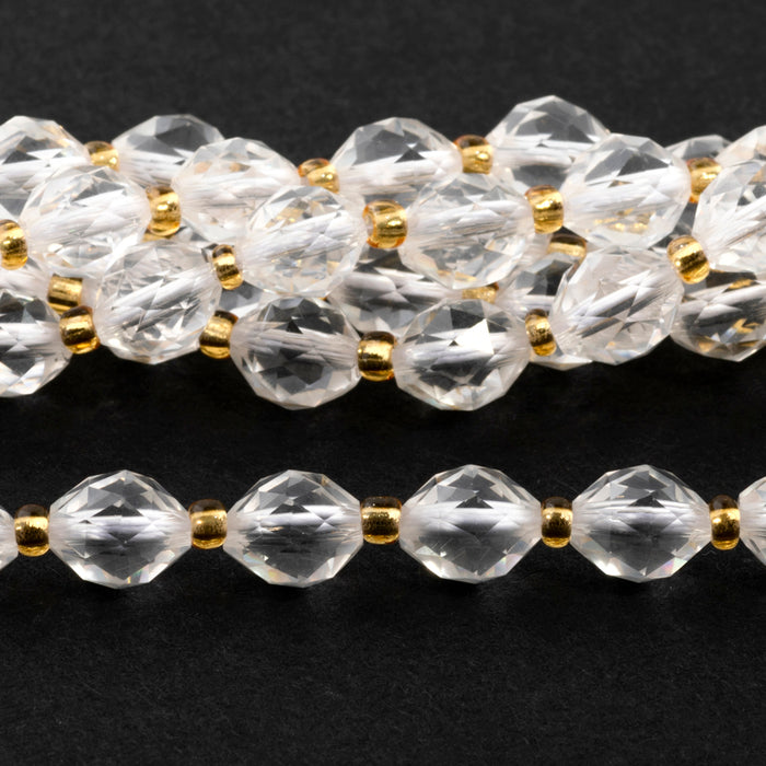 Crystal Quartz 6x8mm Triangle Cut Faceted Rice Bead - 15-16 Inch