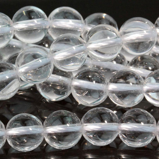 This is a Dakota Stones 8mm Crystal Quartz Gemstone strand with round beads in 15-16 inch strand.
