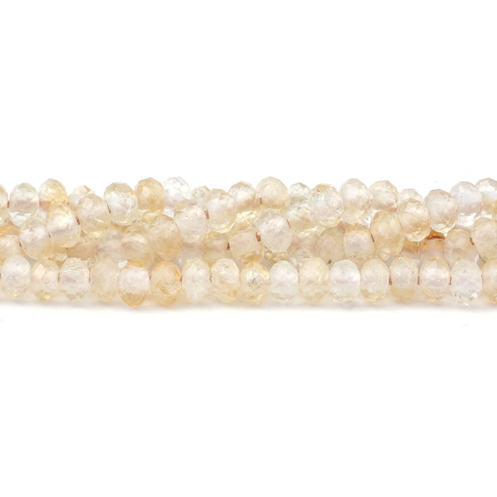 Citrine Natural 4X6mm Rondelle Faceted - Large Hole Beads