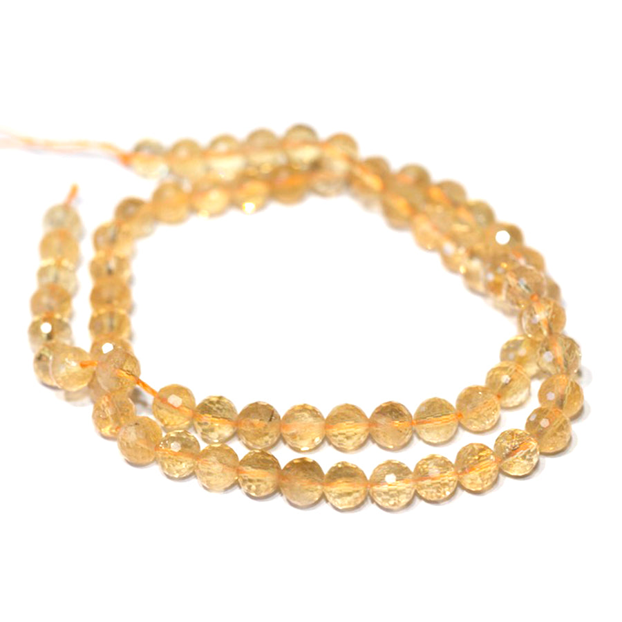 Citrine 6mm Faceted Round - 15-16 Inch