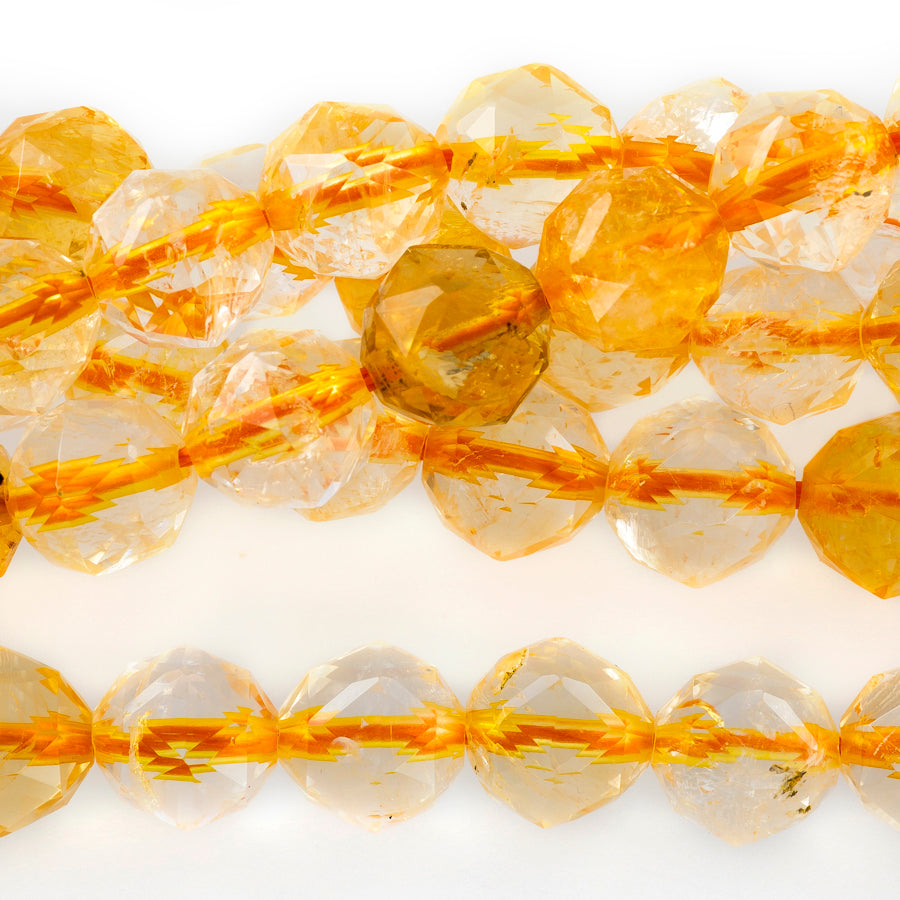 Citrine 8mm Double Heart Faceted - 15-16 Inch