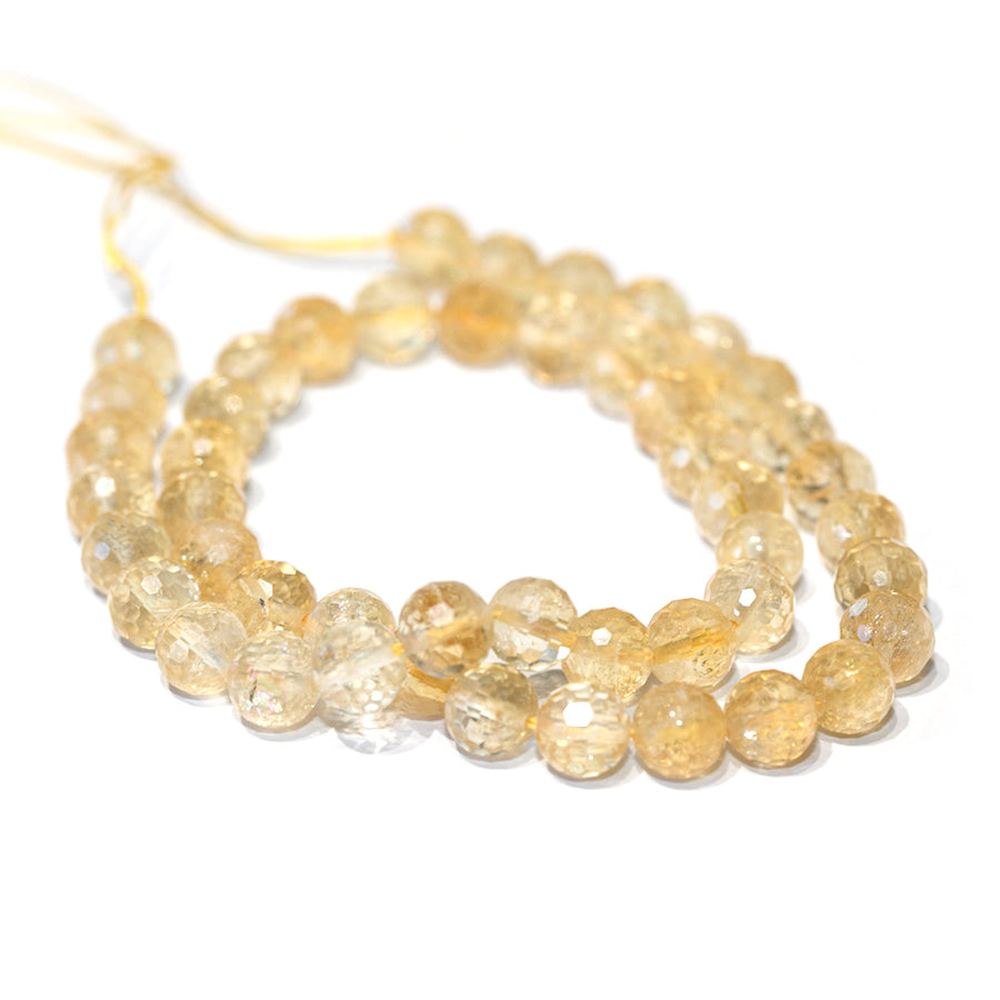Citrine 8mm Faceted Round - 15-16 Inch