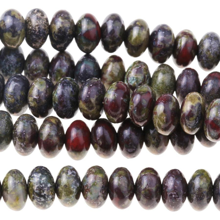 Dragon Blood Jasper 6mm Rondelle 8-Inch