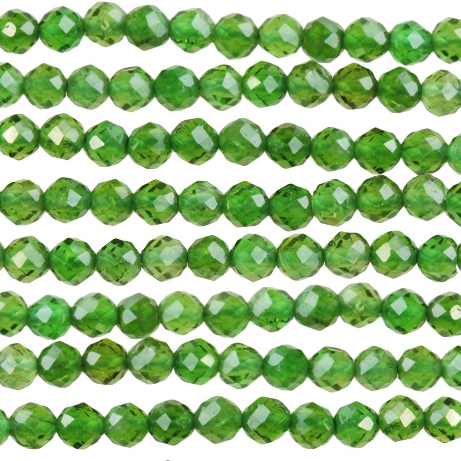 Diopside 2mm Diamond Cut Faceted Round AAA Grade 15-16 Inch