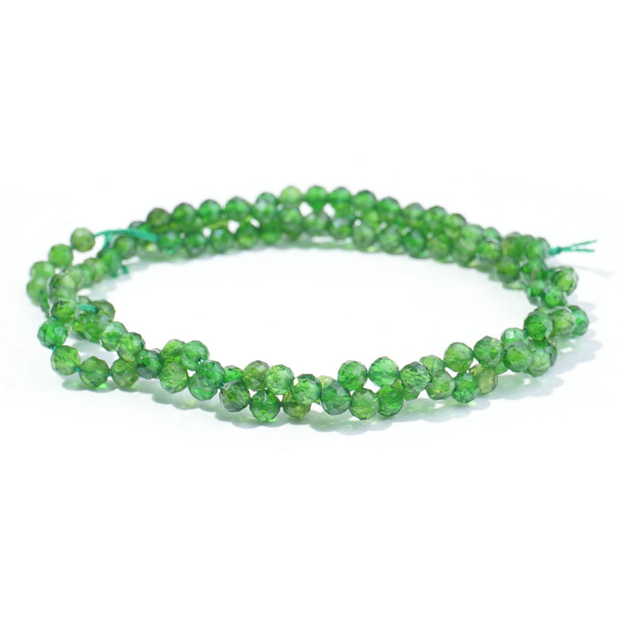Diopside 3mm Round Faceted AAA Grade - 15-16 Inch