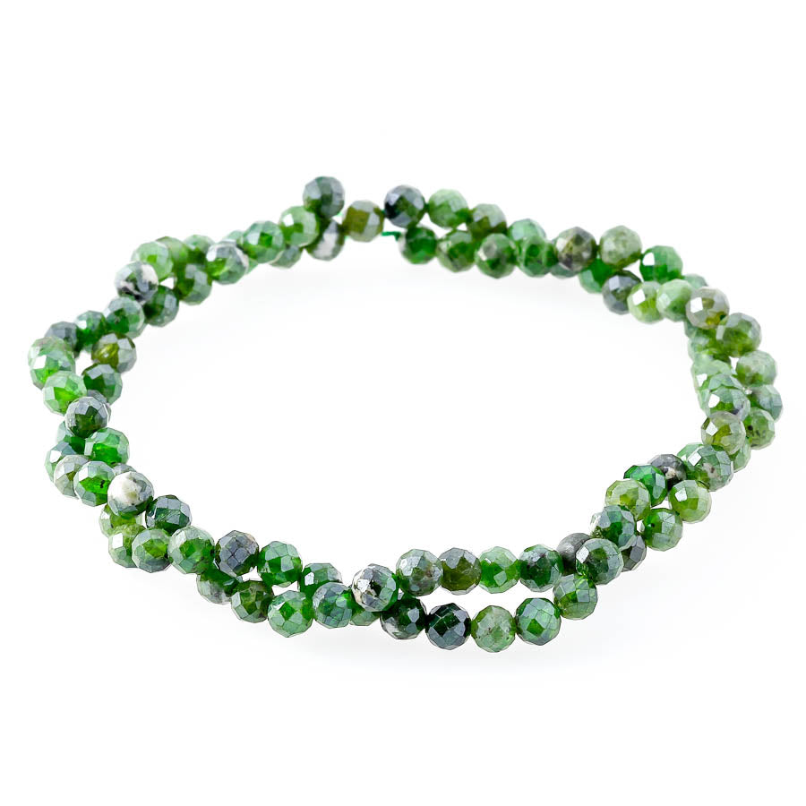 Diopside Plated 4mm Round Faceted - 15-16 Inch