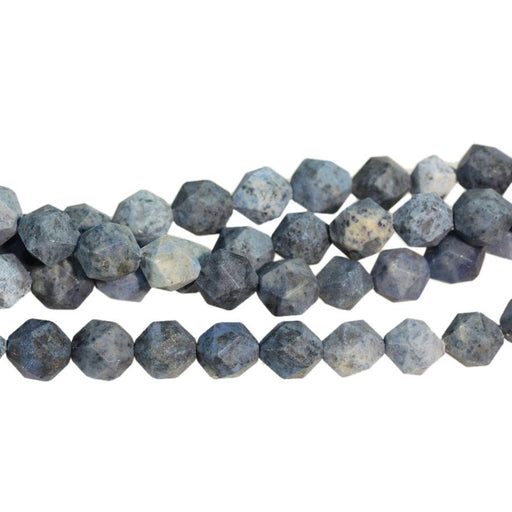 MATTE Dumortierite 8mm Star Cut Round 15-16 Inch