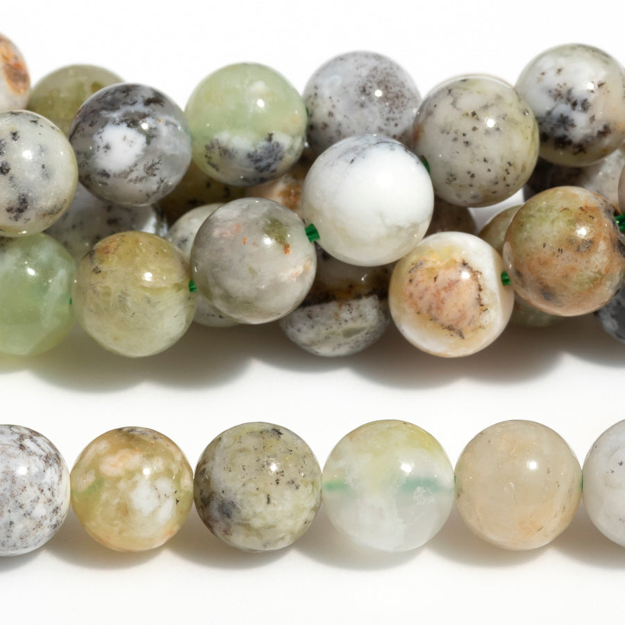 Dendritic Green Opal 8mm Round - 15-16 Inch