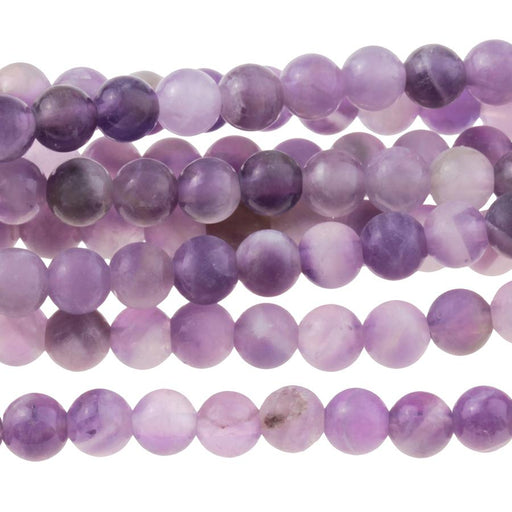 MATTE Dog Teeth Amethyst 4mm Round 8-Inch