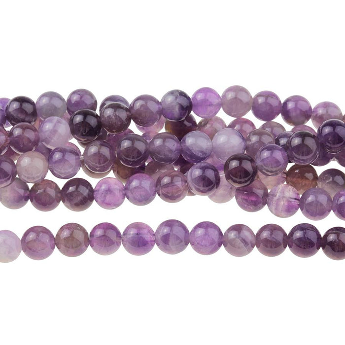 Dog Teeth Amethyst 6mm Round 8-Inch