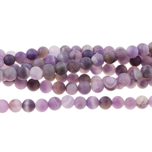 MATTE Dog Teeth Amethyst 6mm Round 8-Inch