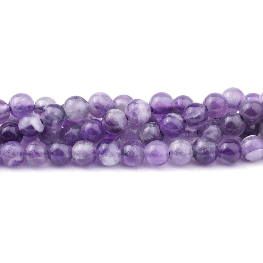 Dog Teeth Amethyst Natural 6mm Round Large Hole Beads - 8 Inch