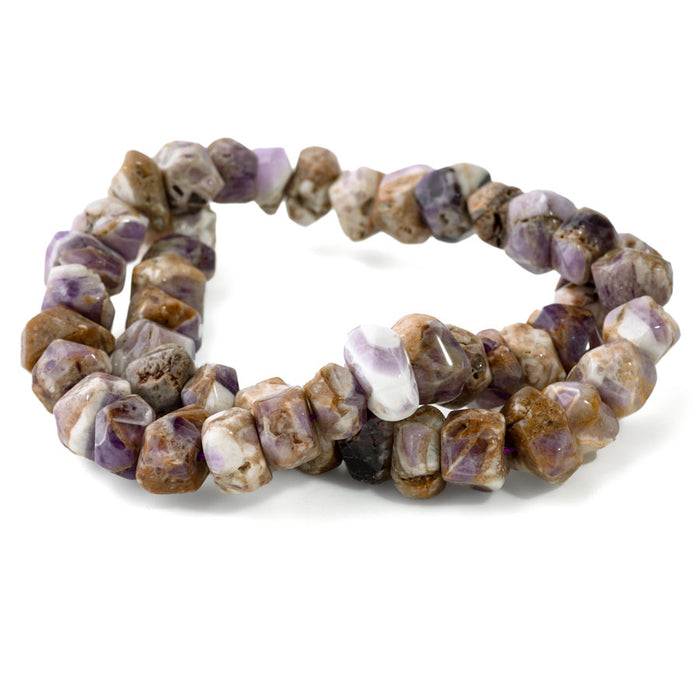 Dog Teeth Amethyst 8x11mm Faceted Nugget - 15-16 Inch