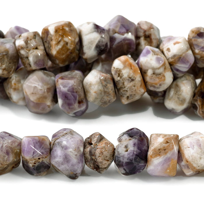 Dog Teeth Amethyst 8x11mm Faceted Nugget - 15-16 Inch