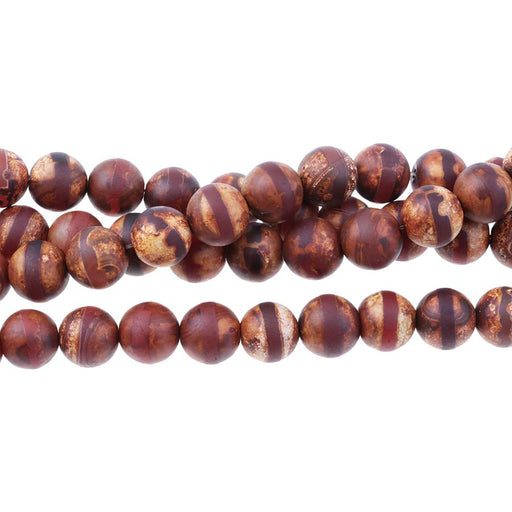 MATTE DZI Agate Brown Line 12mm Round 15-16"