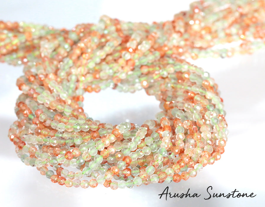 Arusha Sunstone 3mm Round Faceted - 15-16 Inch