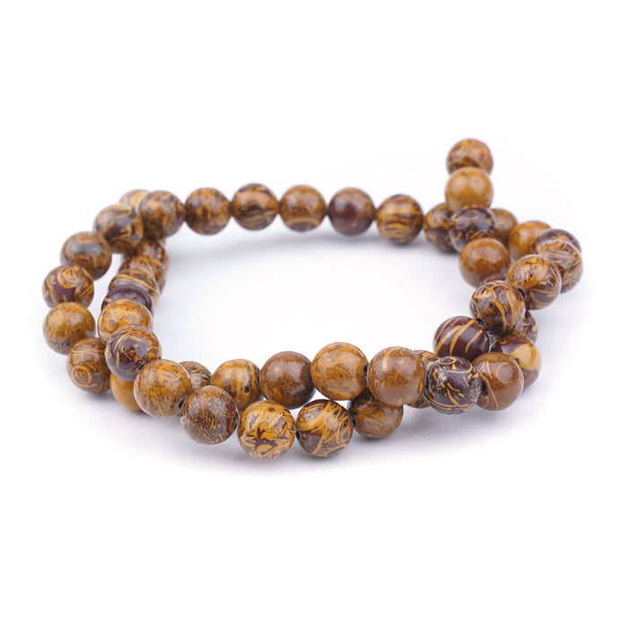 Elephant Skin Jasper Natural 8mm Round A Grade - 15-16 Inch