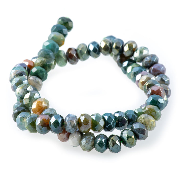 Fancy Jasper 8mm Rainbow Plated Rondelle Faceted - 15-16 Inch CLEARANCE