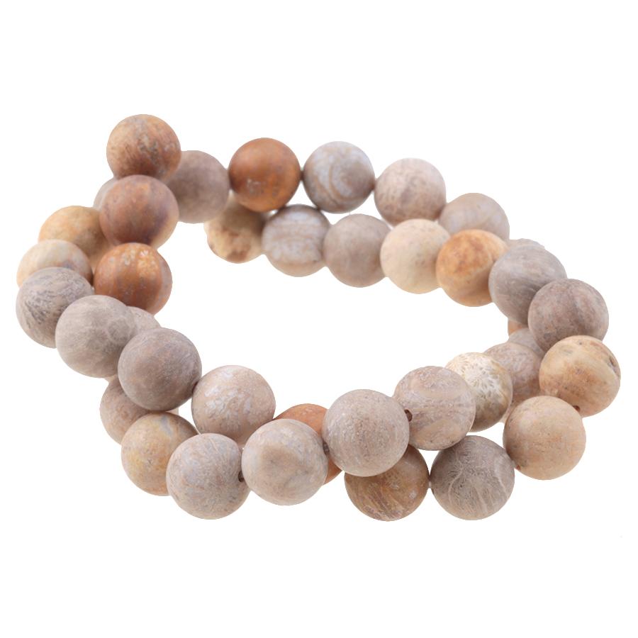 MATTE Fossil Coral 10mm Round 15-16 Inch