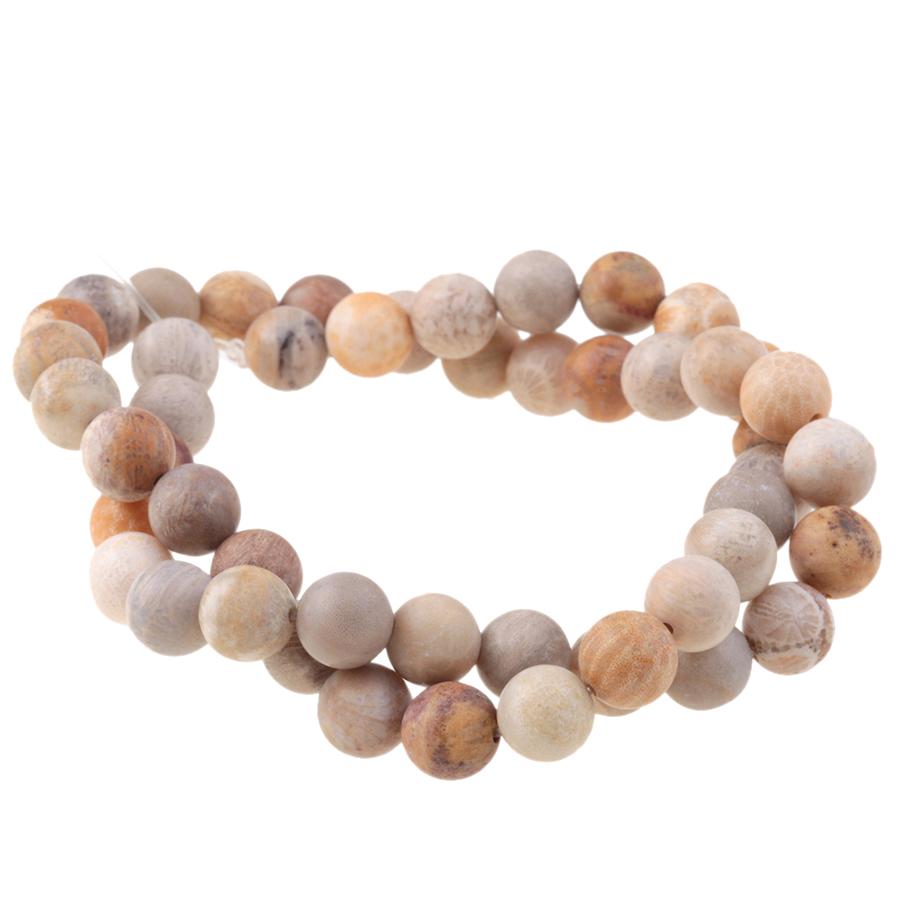 MATTE Fossil Coral 8mm Round 15-16 Inch
