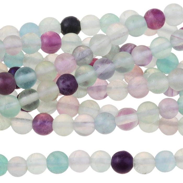 MATTE Fluorite 4mm Round 8-Inch