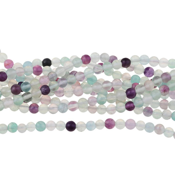 MATTE Fluorite 4mm Round 8-Inch