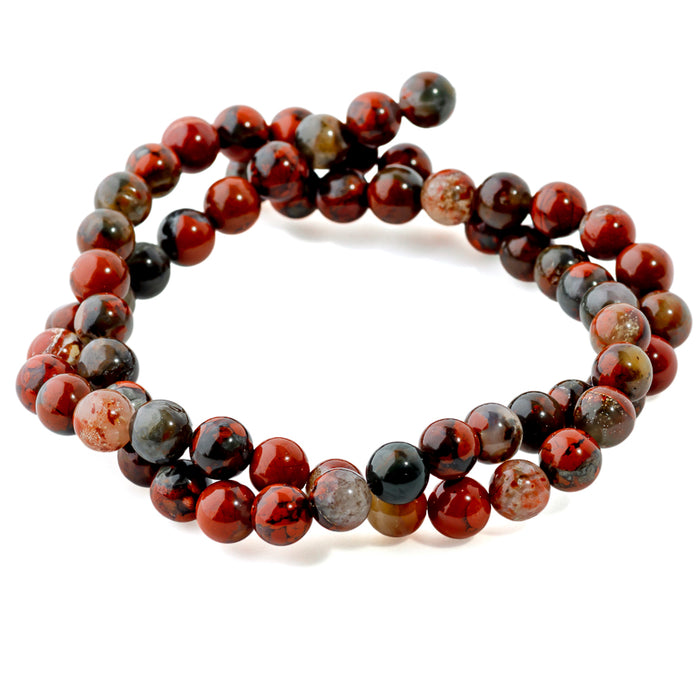 Fire Poppy Jasper 6mm Round - 15-16 Inch