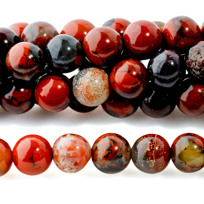 Fire Poppy Jasper 6mm Round - 15-16 Inch