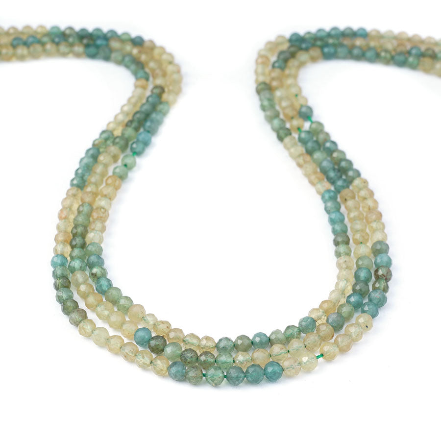 Green Apatite 4mm Faceted Round Banded - 15-16 Inch