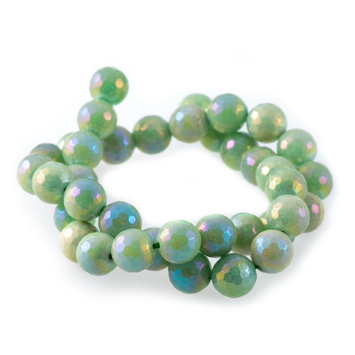 Green Aventurine 10mm Plated Round Faceted - 15-16 Inch - CLEARANCE