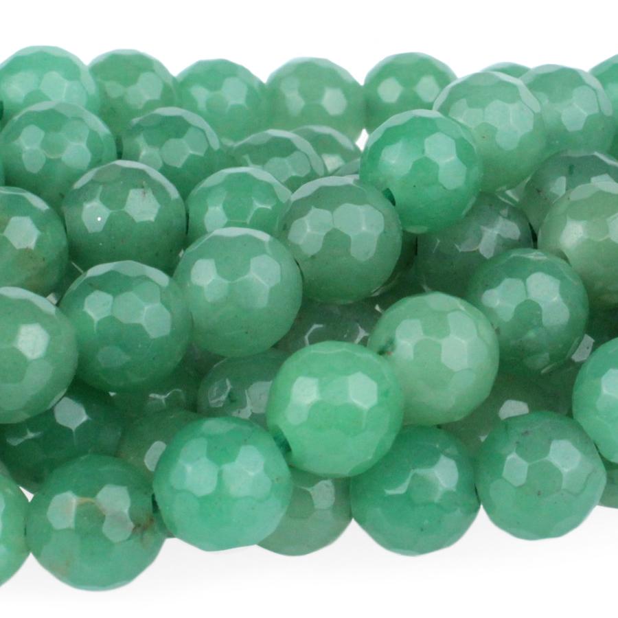 Green Aventurine 10mm Faceted Round Large Hole Bead 8-Inch