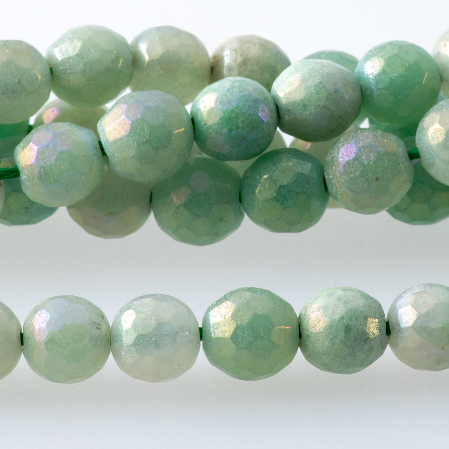 Green Aventurine 6mm Plated Round Faceted - Limited Editions - 15-16 inch