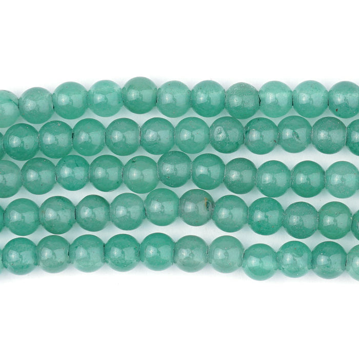 Green Aventurine 6mm Round Large Hole Beads - 8 Inch