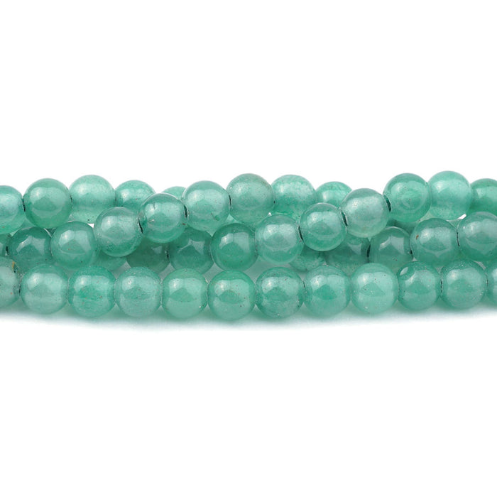 Green Aventurine 6mm Round Large Hole Beads - 8 Inch