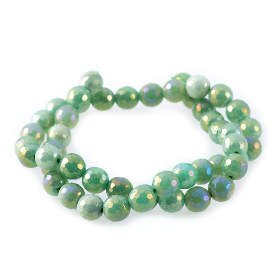 Green Aventurine 8mm Plated Round Faceted - Limited Editions - 15-16 inch