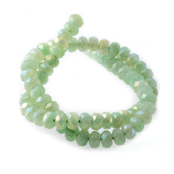 Green Aventurine 8mm Rainbow Plated Rondelle Faceted - 15-16 Inch - CLEARANCE