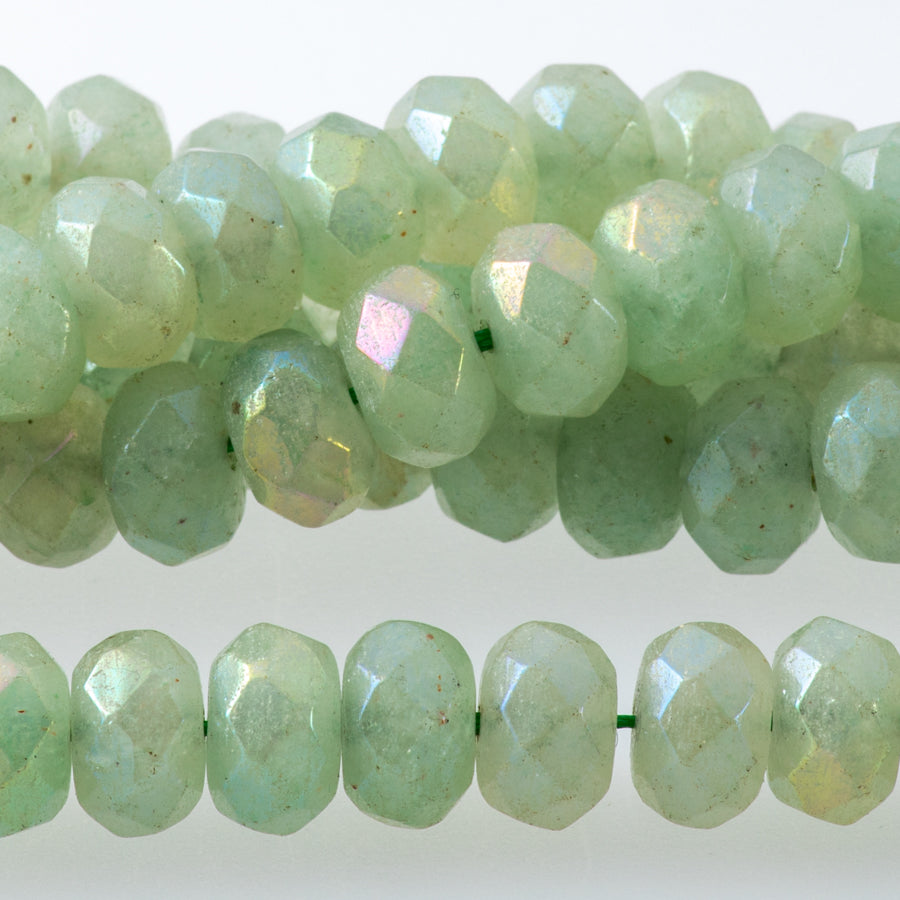 Green Aventurine 8mm Rainbow Plated Rondelle Faceted - 15-16 Inch