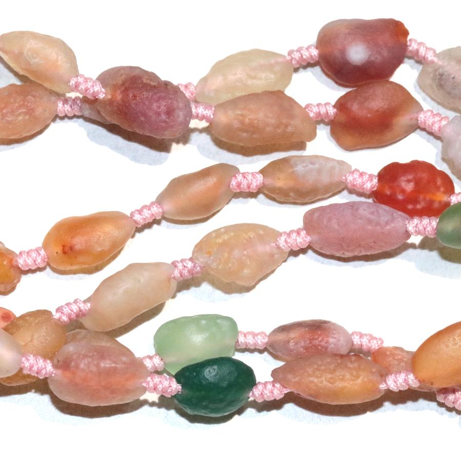 Gobi Desert Agate 6-10mm Nugget Multicolor Pastel Graduated Necklace with Pendant 28-30"