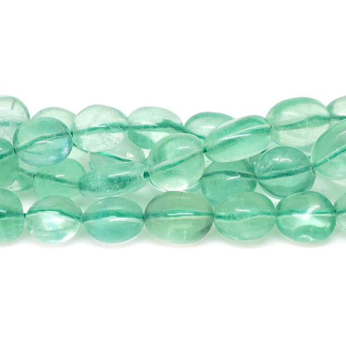 Green Fluorite A 10x14mm Pebble - 15-16 Inch